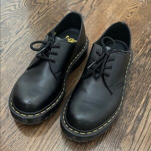 Dr. Martens Black Oxford Shoes with Yellow Stitching
